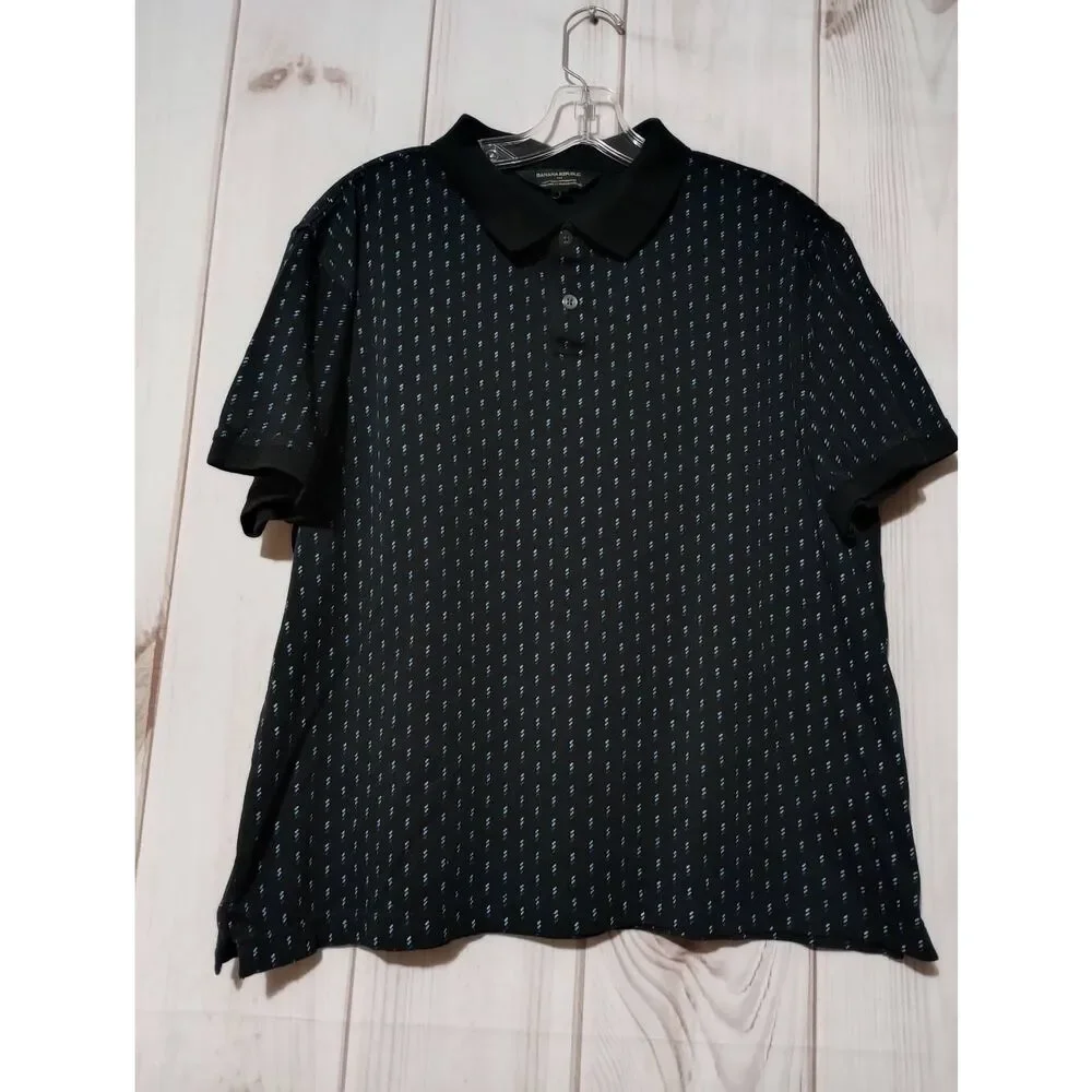 Banana Republic Polo Men's Large Luxe‎ Touch Black Blue